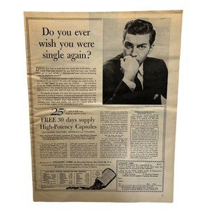 Vintage 1958 Print Ad Vitasafe Vitamin Capsules Health Energy Mail Order